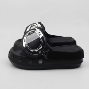 Klapki damskie na koturnie czarne GLEE EY Czarny unisex