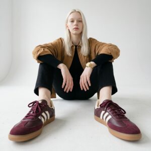 Buty ADIDAS Samba OG Maroon Gold Metallic bordowe ID0477