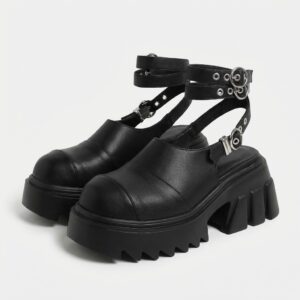 Sandały damskie na koturnie czarne OTLE KERO Czarny unisex