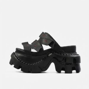 Klapki damskie na platformie czarne J-HOO ONYX Czarny unisex