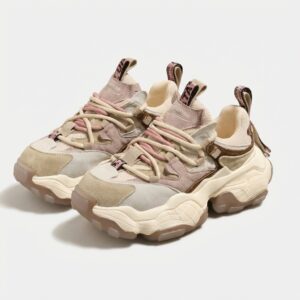 Buty sneakersy damskie beżowo-różowe masywne FOPP-PUDRE Beżowy, różowy damskie