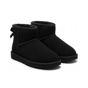 UGG Classic Mini II, czarna kolorówka, zamsz, futro, guma, unisex śniegowce, must have na sezon 1016222-BLK