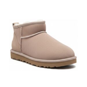 UGG Ultra Mini Portobello, damskie śniegowce, zamsz plus futro, beżowo brązowy total look, 1116109-PRTBL