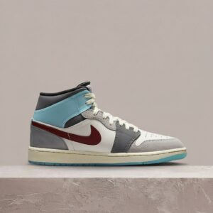 Air Jordan 1 Mid SE Exploration Unit, szaro turkusowa, gridline na pięcie, drop 2022, męskie sneakersy FB1870-161