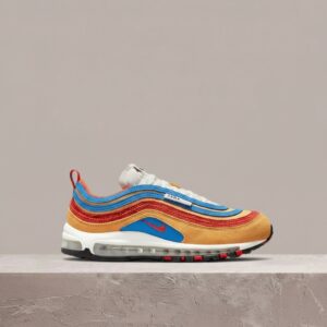 Air Max 97 Pollen Orange Light Photo Blue, Nike sneakersy unisex, tekstyl zamsz, kolekcjonerski drop DH1085-700