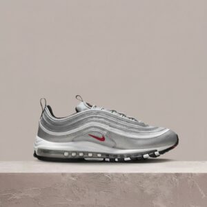 Air Max 97 Silver Bullet od Nike, srebrno-czarna sylwetka, sneakersy unisex, drop DM0028-002