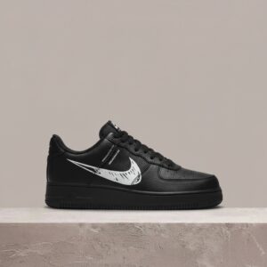 Air Force 1 LV8 Utility Sketch od Nike, czarna kolorystyka, skóra plus tekstyl, sylwetka unisex, CW7581-001