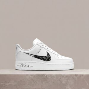 Air Force 1 LV8 Utility Sketch, biała kolorówka, sylwetka unisex, skóra plus tekstyl, Nike, CW7581-101
