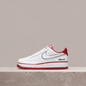 Air Force 1 07 LX Hello, Nike, white university red, unisex, skóra, drop Urbanstar, CZ0327-100