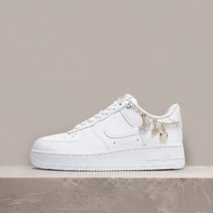 Air Force 1 07 LX White Lucky Charms, Nike, biało-złota sylwetka, skóra, unisex, drop 2021 DD1525-100