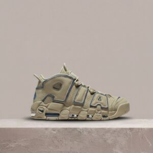 Nike Air More Uptempo 96, Limestone Valerian Blue, oversize AIR lettering, zamsz, retro koszykówka DV6993-200