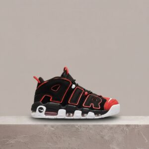 Nike Air More Uptempo Red Toe, unisex, kultowa sylwetka, czerwień czerń biel, skóra, syntetyk, tekstyl, drop FD0274-001