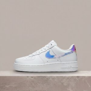 Nike Air Force 1 07 Low LV8, opalizujący pikselowy Swoosh, white drop 2021, unisex sneakersy CV1699-100