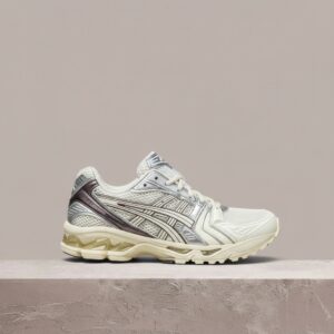 Kayano 14 Cream Cocoa Powder, ASICS, beż ze srebrem, retro running silhouette, unisex drop, 1203A537-118