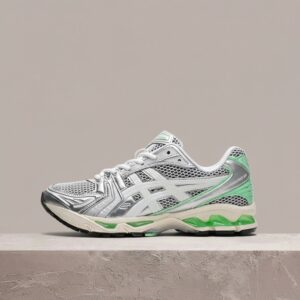 ASICS Gel-Kayano 14 White Menthol, srebrno miętowa sylwetka, sneakersy męskie, drop kolorystyczny, 1203A740-102