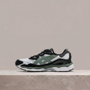 ASICS GEL-NYC White Ivy, sneakersy unisex, czarno-zielona kolorystyka, siatka, eko skóra, guma, 1201A789-101