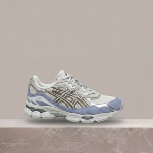 ASICS Gel-NYC Cream Cloud Grey, sneakersy unisex, kremowo błękitno srebrna kolorystyka, tekstylna cholewka 1203A953-100
