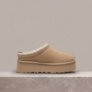 UGG Tazz Slippers, beż, damski slip-on, zamsz plus futro, kultowa sylwetka, 1122553-SAN