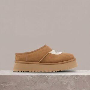 UGG Bea Mary Jane, kapcie damskie, brąz, zamsz plus futro, must have na sezon 1167612-CHE