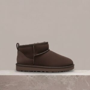 UGG Classic Ultra Mini Boot, brąz, zamsz, futro, damski silhouette, śniegowce 1116109-BCDR