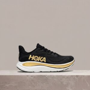 Hoka Clifton 10 Black/Gold, dropowa dziesiątka, czarno-złota kolorystyka, Active Foot Frame, 1162030-BKGD