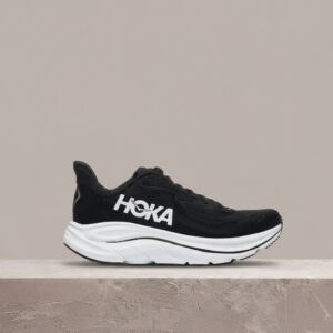 Hoka Clifton 10, czarna kolorystyka, sneakersy unisex, tekstyl i syntetyk, miejski sznyt, 1162030-BWH