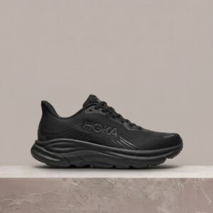Hoka Clifton 11 Black, drop w czerni, silikonowy nadruk 3D, podwójne sznurowanie, MetaRocker, unisex sylwetka do codziennego obrotu 1176572-BBLC