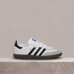 Adidas Samba OG Cloud White, damskie sneakersy, biała kolorówka, skóra i tekstylna cholewka, B75806