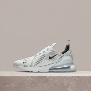 Air Max 270 Nike, biało-czarna sylwetka, przezroczysta poduszka Max Air w pięcie, lifestyle drop, unisex, AH8050-100