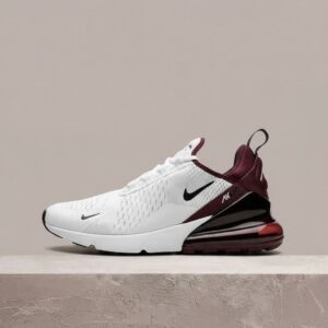 Air Max 270 Night Maroon, biało-bordowa kolorystyka, Max Air w pięcie, sneakersy unisex Nike, FN6858-681
