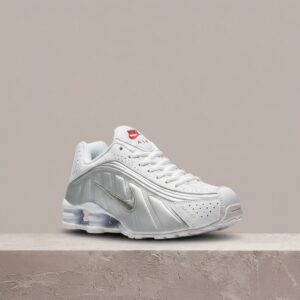 Nike Shox R4, biało-srebrny drop, kolumny Shox w pięcie, retro silhouette, unisex HQ1988-101