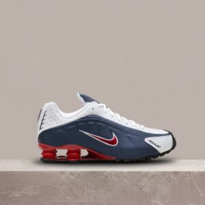 Nike Shox R4 USA 2025, drop unisex, granat i biel, kultowa sylwetka Alpha Project, kolumny Shox, HQ1988-400