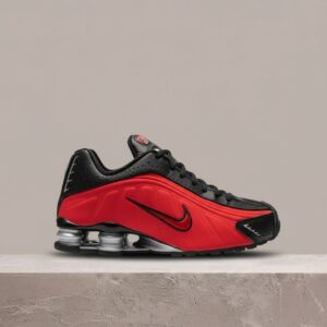 Nike Shox R4 University Red Black Metallic Silver, czerwono-czarny Bred, unisex, drop retro Shox HQ1988-600