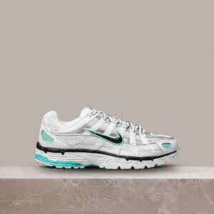 Nike P-6000 White Metallic Silver Light Aqua, sylwetka retro running, biel i srebro, unisex, BV1021-104