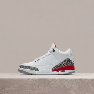Air Jordan 3 Katrina, biało-czerwona kolorówka, elephant print, drop unisex, sneakersy 136064-116