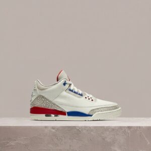 Jordan 3 Retro Charity Game, Sail Sport Royal Fire Red, kultowa sylwetka Tinker Hatfield, unisex, drop 136064-140