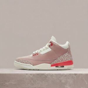 Air Jordan 3 Rust Pink, drop 2021, elephant print, widoczna poduszka Air, unisex sylwetka, CK9246-600