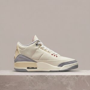 Jordan 3 SE Muslin, drop , unisex, canvas plus zamsz, Cement Grey detale, Air-Sole widoczny w pięcie, must have DH7139-100
