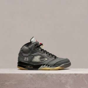 Air Jordan 5 SP Off-White, drop 2020, szary czarny, Virgil Abloh, sneakersy kolekcjonerskie, męskie CT8480-001