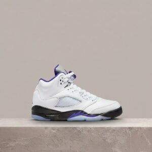Air Jordan 5 Dark Concord, męska sylwetka, biało fioletowa kolorystyka, skóra, siatka TPU, Max Air, drop 2022 DD0587-141
