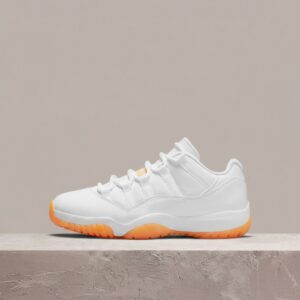 Sneakersy Air Jordan 11 Low Citrus, drop 2021, biało-pomarańczowe, unisex, AH7860-139