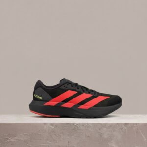 Adidas Adizero Evo SL, sylwetka męska, czerń z czerwienią, tekstyl i siatka, syntetyczne detale JR3414