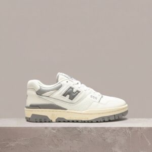 New Balance 550 Aimé Leon Dore Silver, limitowany drop, unisex, biało-szara skóra, srebrne detale, vintage midsole, BB550ALE