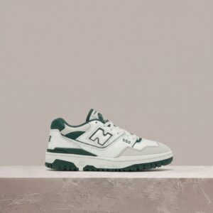 New Balance 550, biało-zielona sylwetka, skóra, zamsz, tekstyl, klasyk na drop, unisex BB550STA