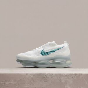 Air Max Scorpion Flyknit od Nike, white teal colorway, Flyknit plus chenille, unisex, DJ4701-100