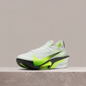 Nike Zoom Alphafly 3, White Volt Barely, drop unisex, biel z zielenią, tekstyl i syntetyk na wierzchu IR1817-100