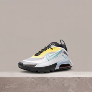 Nike Air Max 2090 White Speed Yellow Bleached Aqua, męskie sneakersy, futurystyczna sylwetka, czerwony Air, CT1091-100