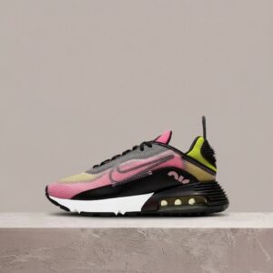 Nike Air Max 2090 Champagne Black, damska sylwetka, siatka plus syntetyk, faux waffle sole, CV8727-600