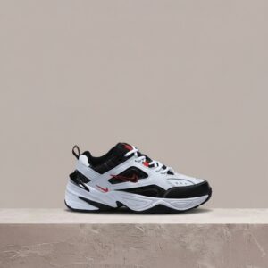 M2K Tekno biało-czarne, dad shoe, nawiązanie do Air Monarch, chunky silhouette, Nike AV4789-104