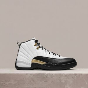 Jordan 12 Royalty, drop 2021, biało-czarna sylwetka, złote akcenty, skóra, męskie CT8013-170